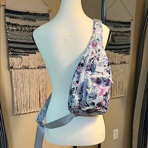 Vera Bradley Gray and Purple Floral Sling Backpack